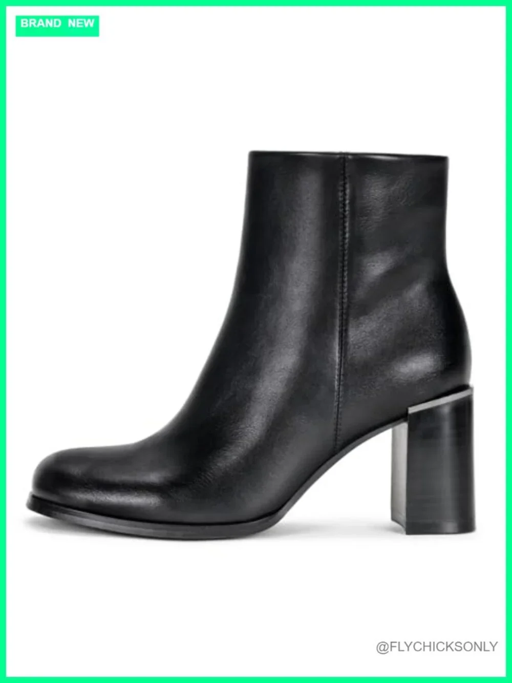 Chunky Block Heel Ankle Boots with Side Zipper, Faux Leather, Square Round Toe